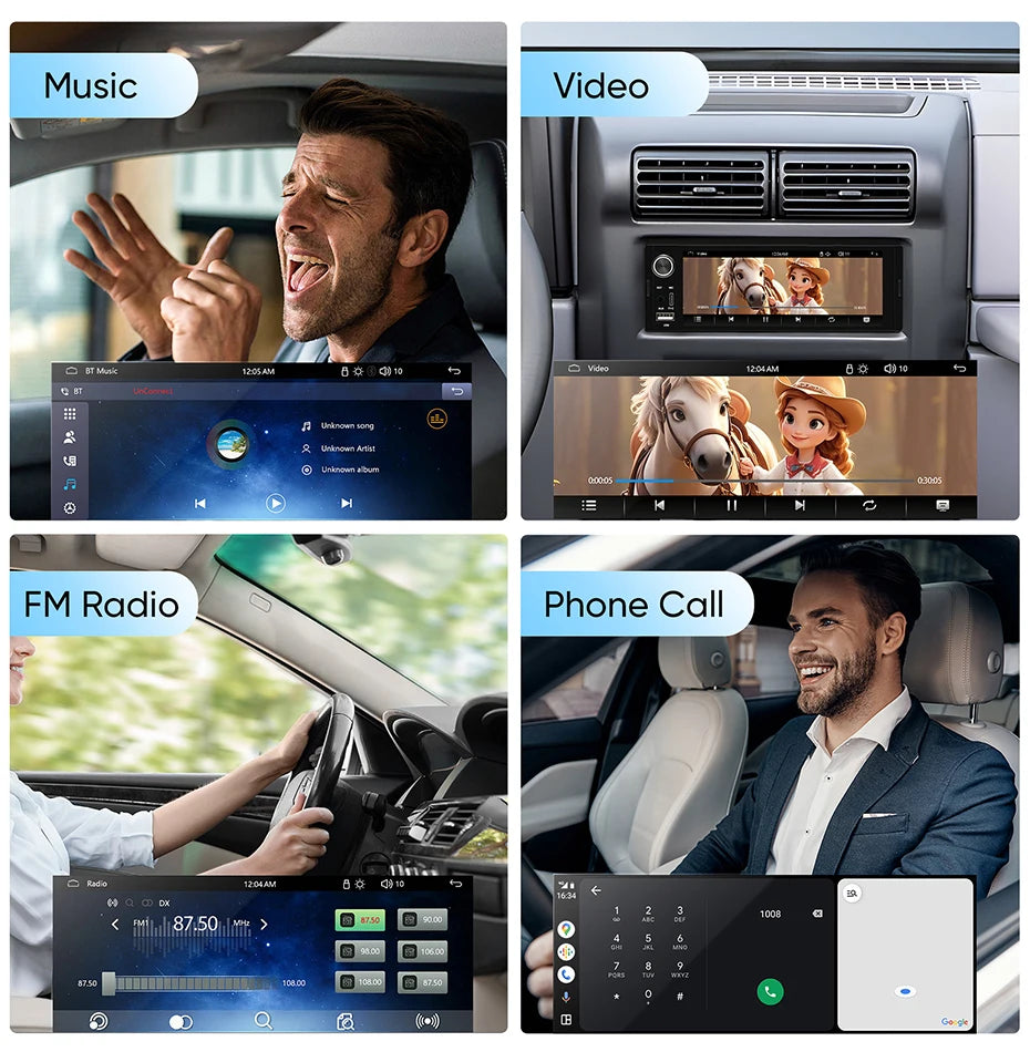 1Din Car Radio 6.36 inch Universal MP5 IPS Touch Screen Wireless Carplay Android Auto Car Multimedia Player USB BT Type-C