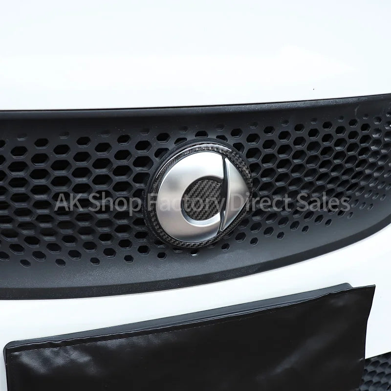 For Mercedes Benz Smart 453 2016-2021 Real Carbon Fiber Car Front Logo Circle Panel Cover Decorative Sticker Car Accessories