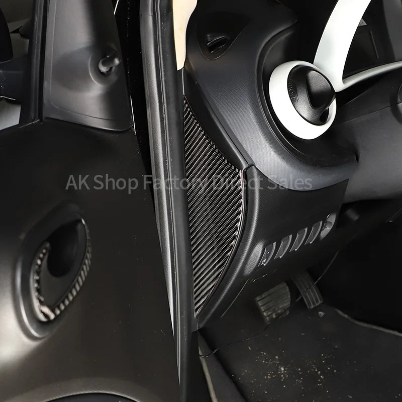 For Mercedes Benz Smart 453 2016-2021 Real Carbon Fiber Car Door Buffer Scratch Pad Panel Cover Sticker Car Interior Accessories