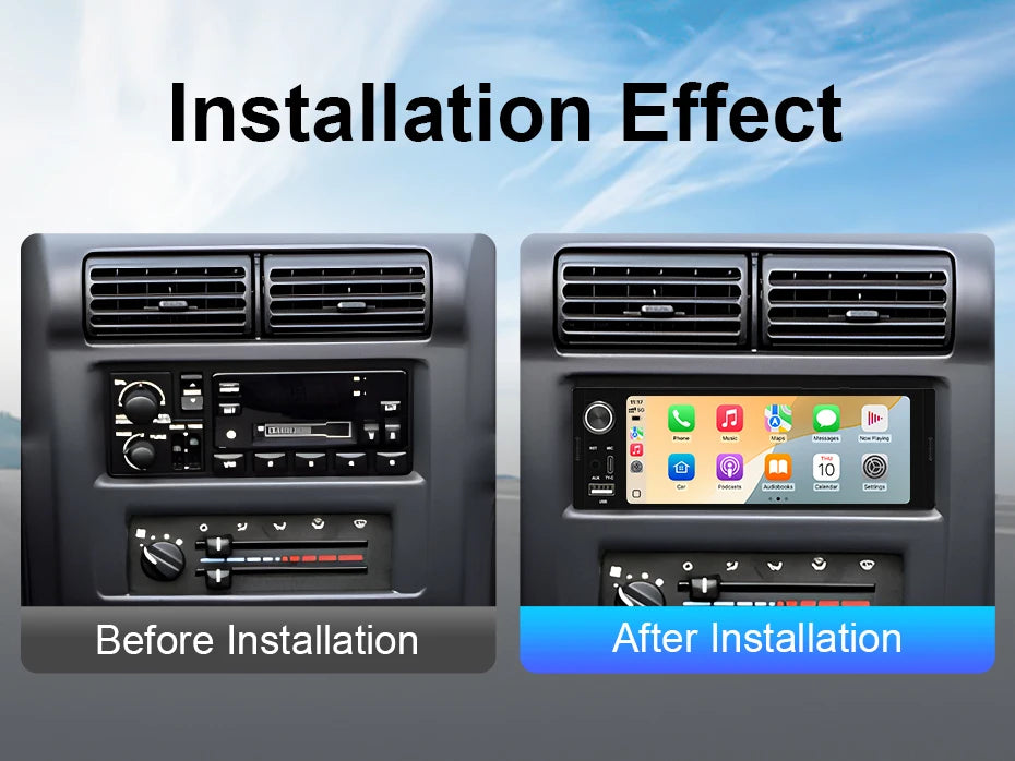 1Din Car Radio 6.36 inch Universal MP5 IPS Touch Screen Wireless Carplay Android Auto Car Multimedia Player USB BT Type-C