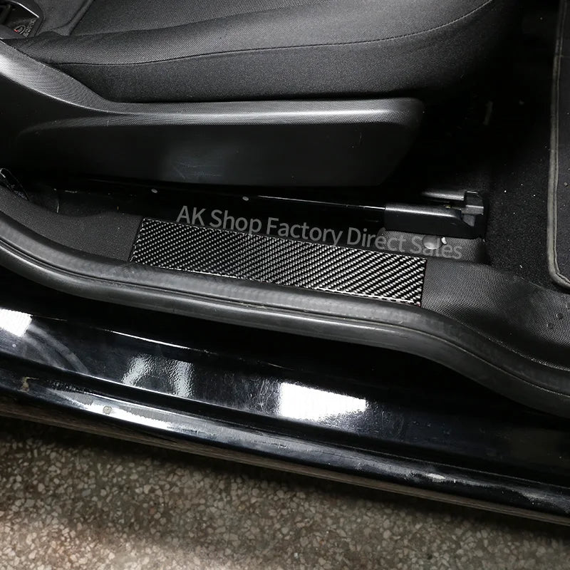 For Mercedes Benz Smart 2016-2021 Real Carbon Fiber Car Built-in Welcome Door Sill Scratch Panel Cover Sticker Car Accessories