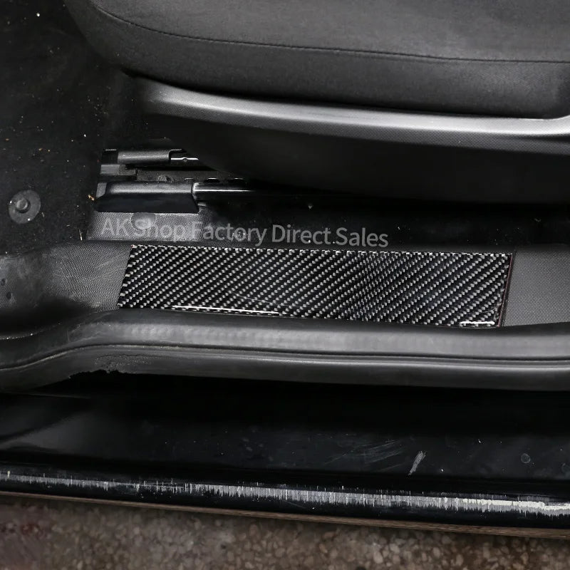For Mercedes Benz Smart 2016-2021 Real Carbon Fiber Car Built-in Welcome Door Sill Scratch Panel Cover Sticker Car Accessories