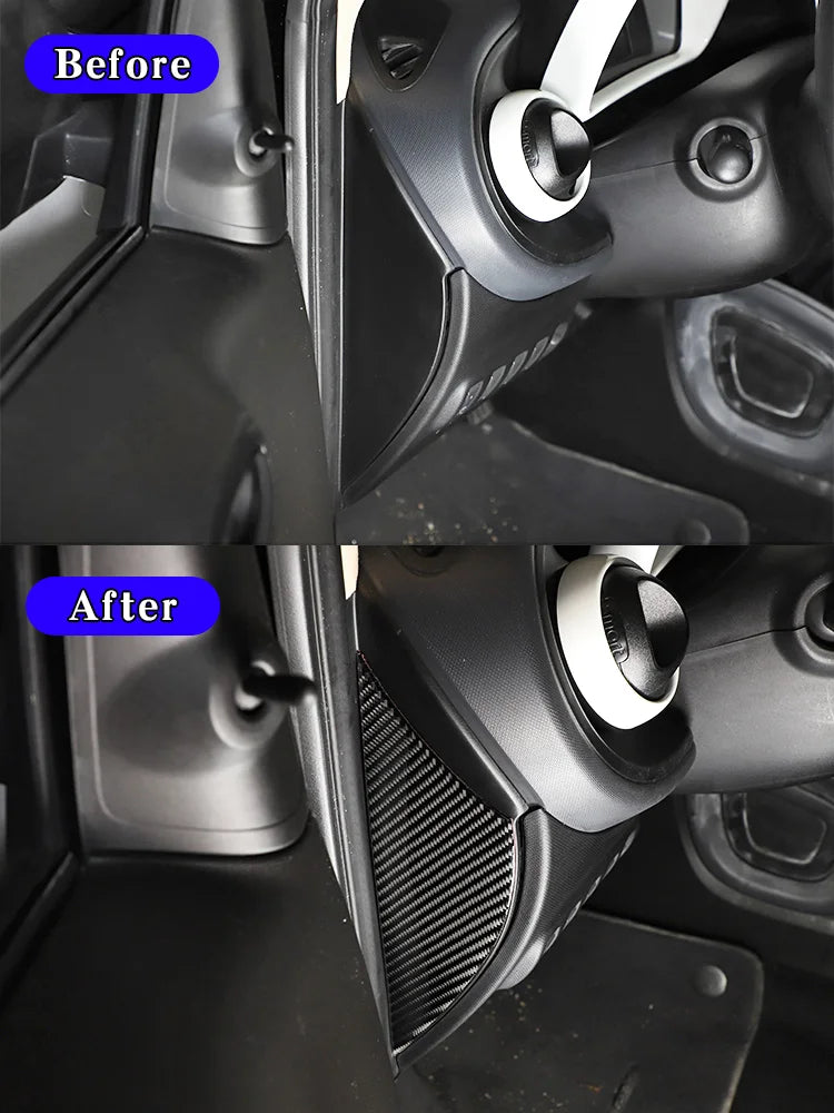 For Mercedes Benz Smart 453 2016-2021 Real Carbon Fiber Car Door Buffer Scratch Pad Panel Cover Sticker Car Interior Accessories