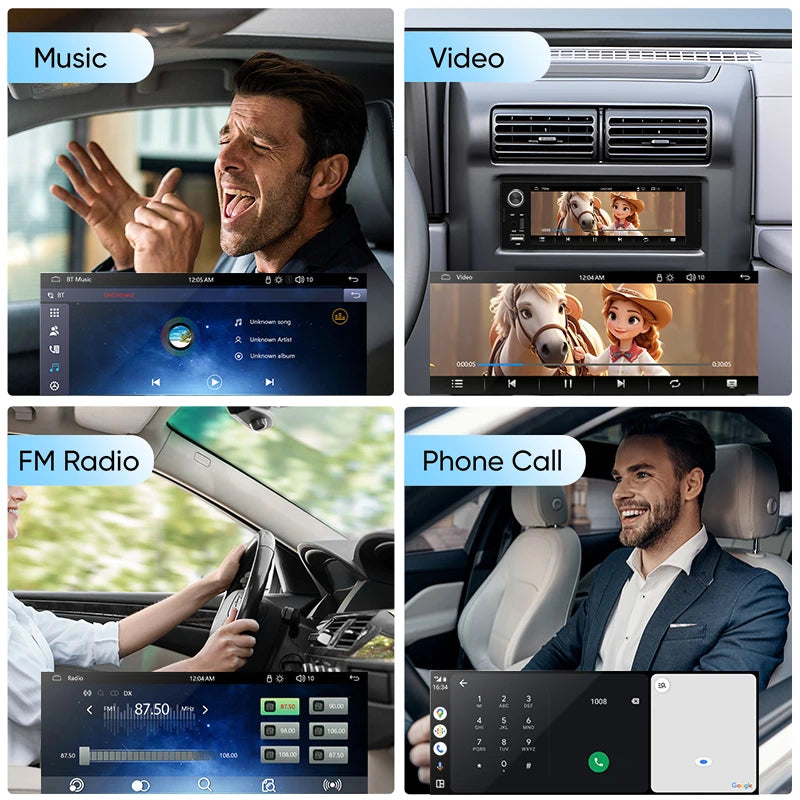1Din Car Radio 6.36 inch Universal MP5 IPS Touch Screen Wireless Carplay Android Auto Car Multimedia Player USB BT Type-C